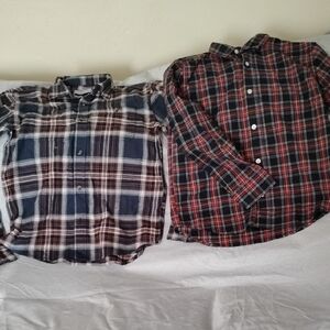 Old Navy Kids Plaid Button Down Shirts - Blue and Red